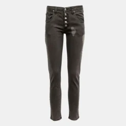 Jean denim slim à boutons effet déchiré Femme PLEASE