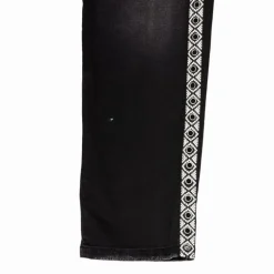 Jean denim taille haute regular avec bandes motif éthnique Femme PLEASE