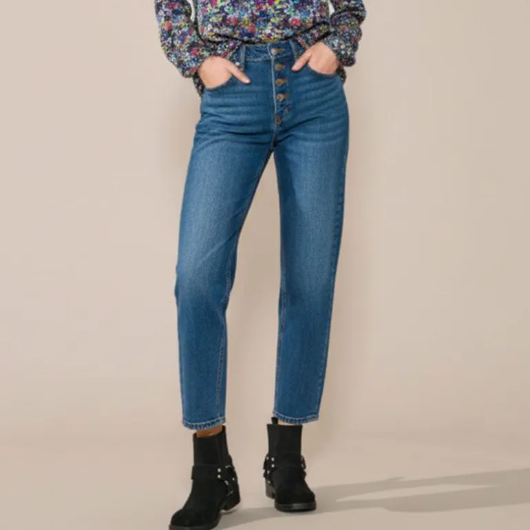 Jean droit bleu olivia coton bio Femme NAGEV