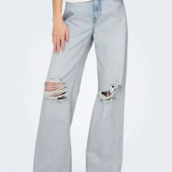 Jean effet destroy betti baggy taille haute bleu clair Femme ONLY