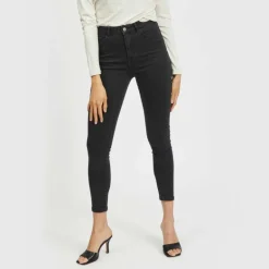 Jean skinny Ekko 7/8eme taille haute gris foncé Femme VILA