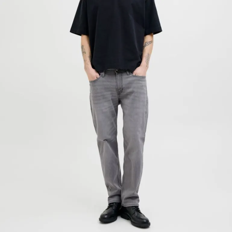 Jean zippé grey denim clark stretch tapered Homme JACK & JONES
