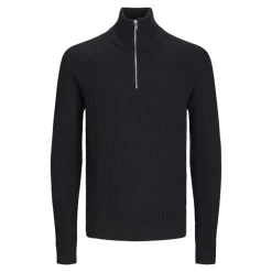 Jjpannel knit half zip aw24 black Homme JACK & JONES