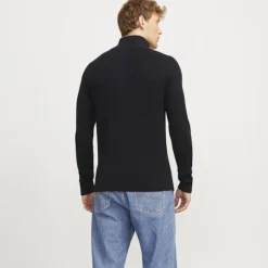 Jjpannel knit half zip aw24 black Homme JACK & JONES