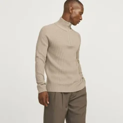 Jjpannel knit half zip aw24 black Homme JACK & JONES
