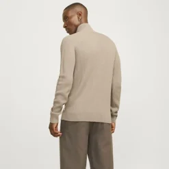 Jjpannel knit half zip aw24 black Homme JACK & JONES