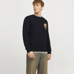 Jjskull rock sweat imprimé noir Homme JACK & JONES