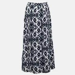 Jupe blanche imprimé bleu éthnique taille haute Femme VERO MODA