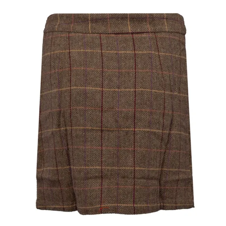 Jupe courte laine marron tweed à carreaux Jil Femme LA PETITE ETOILE