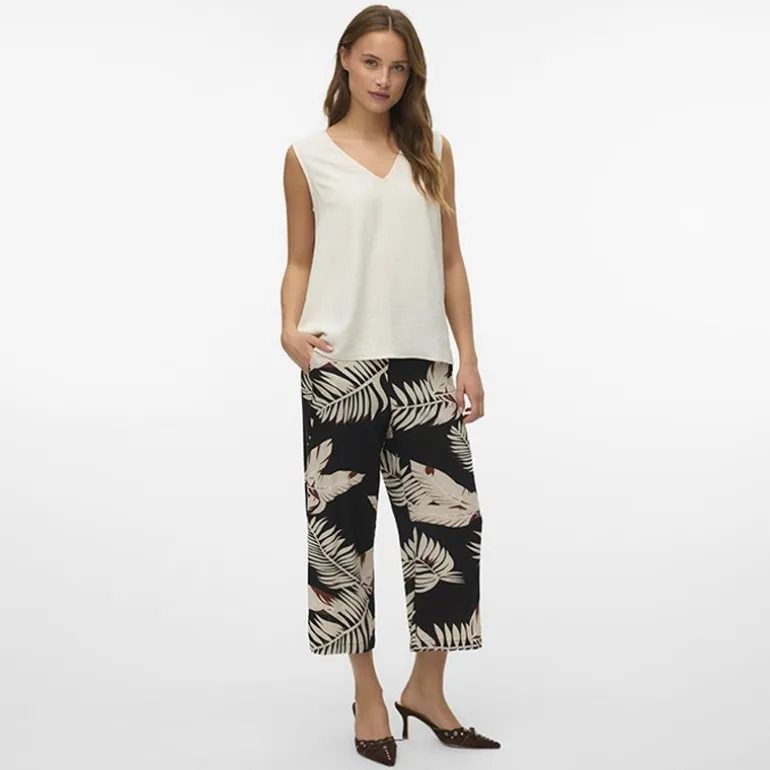 Jupe culotte à imprimé feuilles beiges Femme VERO MODA