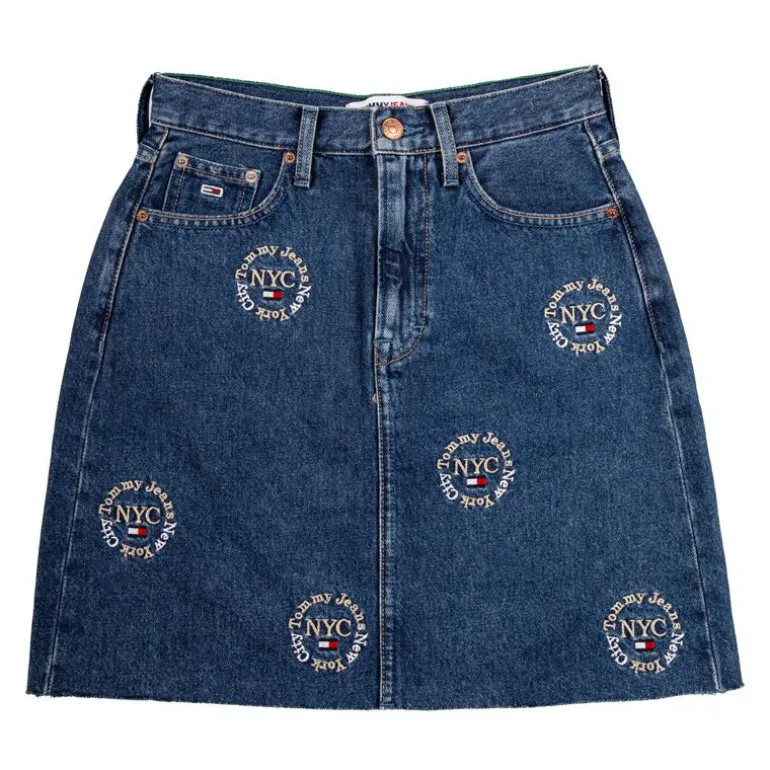 Jupe en jean avec broderie en coton Femme TOMMY HILFIGER