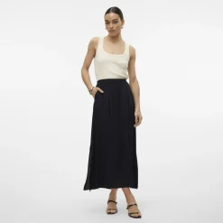 Jupe longue fluide noir avec fente Femme VERO MODA