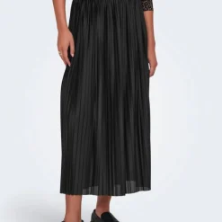 Jupe longue plissée noire boa ceinture élastique Femme JDY