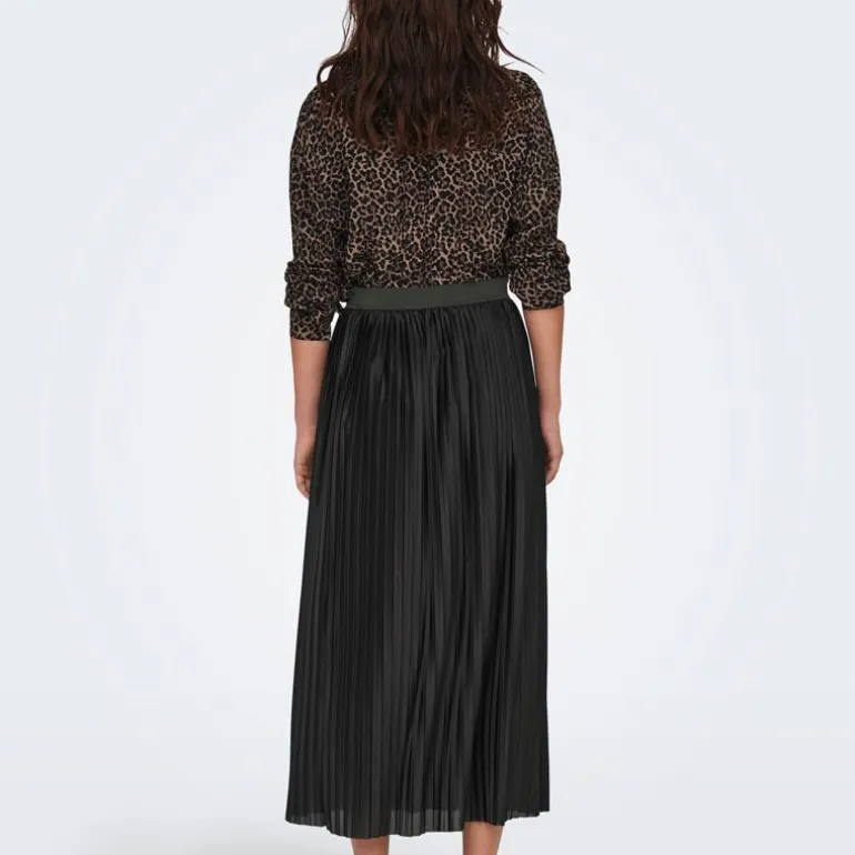 Jupe longue plissée noire boa ceinture élastique Femme JDY