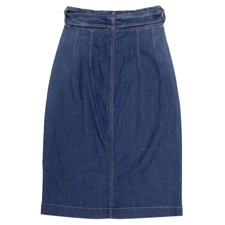 Jupe mi longue blue ajustée denim avec ceinture Femme PLEASE