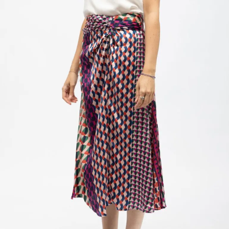 Jupe mi longue effet satiné à motifs geométriques jenny Femme LA PETITE ETOILE