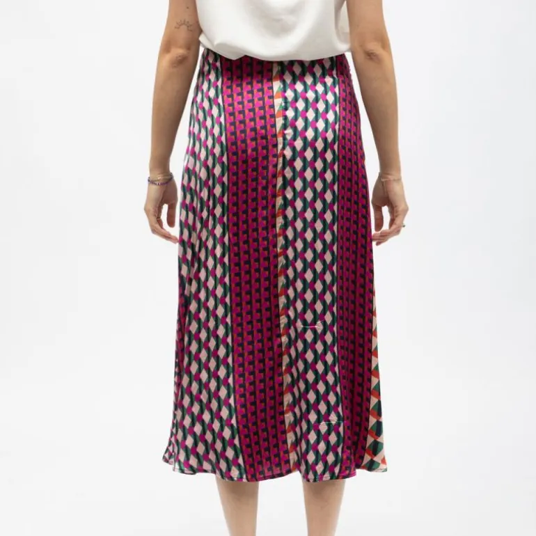 Jupe mi longue effet satiné à motifs geométriques jenny Femme LA PETITE ETOILE