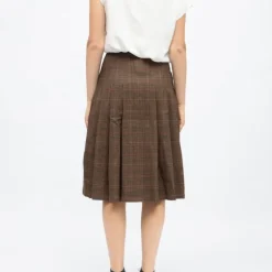 Jupe mi longue marron motif prince de galles jeanne Femme LA PETITE ETOILE