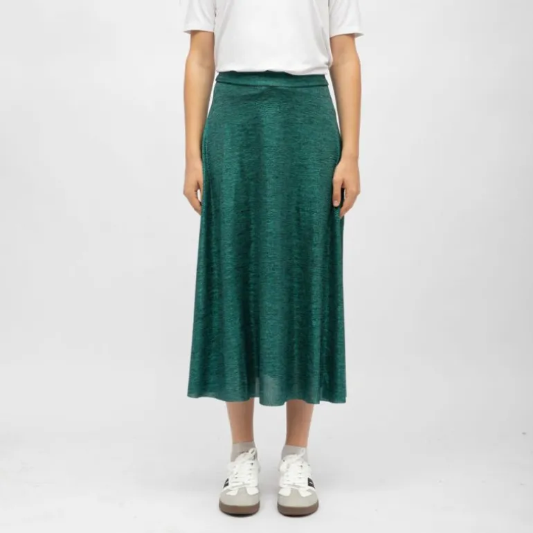 Jupe midi tissu chiné ola vert Femme HOLLY AND JOEY