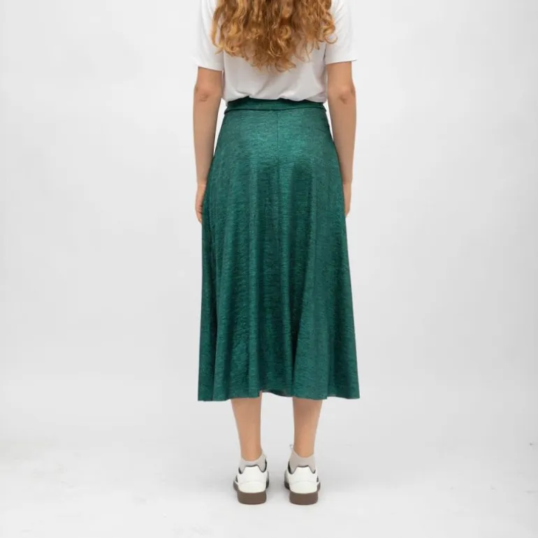 Jupe midi tissu chiné ola vert Femme HOLLY AND JOEY