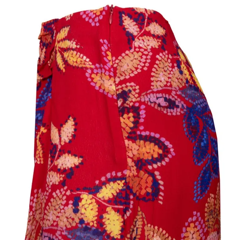 Jupe rouge longue à fleurs Juberra Femme LA PETITE ETOILE