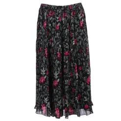 Jupe tacha imprimée floral noir et rouge Femme DEELUXE 74