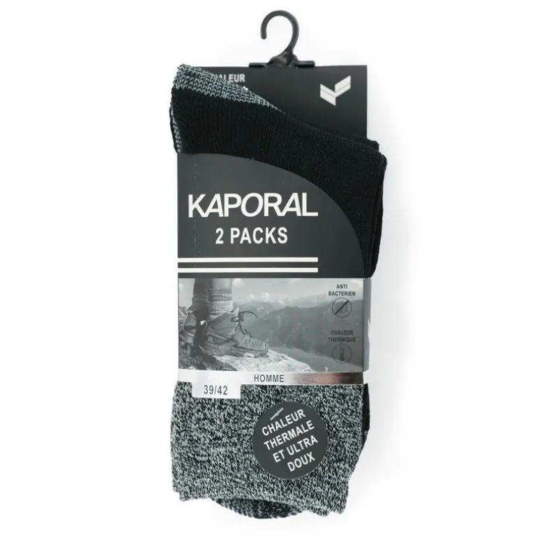 Lot 2 paires chaussettes ultra doux Homme KAPORAL