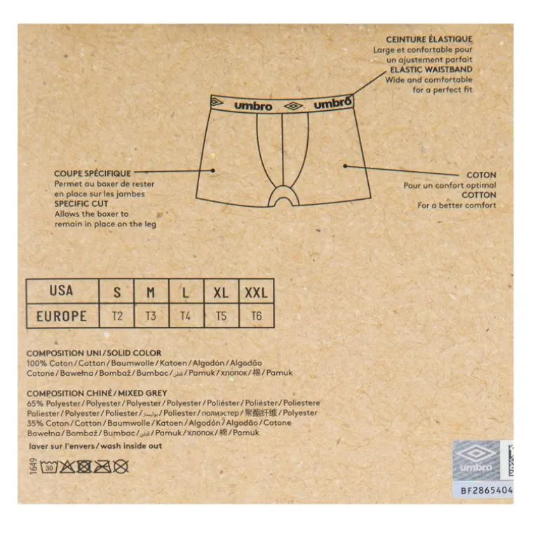 Lot de 4 boxers coton umr/1/bcx4/class1 Homme UMBRO