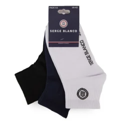 Lot de 3 paires de chaussettes semi montantes logo cheville Homme SERGE BLANCO