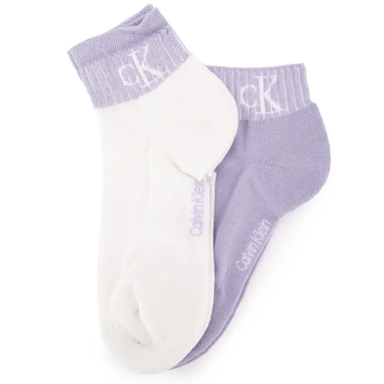 Lot de 2 paires de chaussettes Blanches & Lilas Femme CALVIN KLEIN