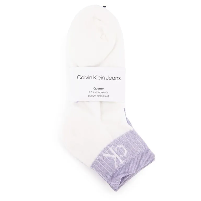 Lot de 2 paires de chaussettes Blanches & Lilas Femme CALVIN KLEIN
