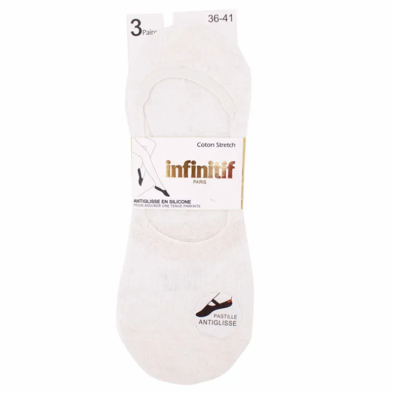 Lot de 3 paires de socquettes invisibles Femme INFINITIF