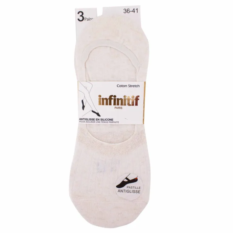 Lot de 3 paires de socquettes invisibles Femme INFINITIF