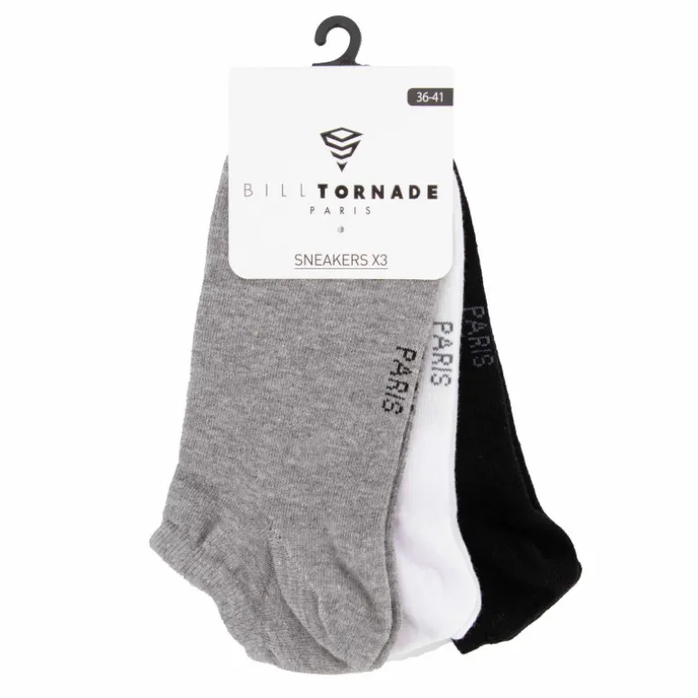 Lot de 3 paires de socquettes sneakers t36-41 uni Femme BILL TORNADE