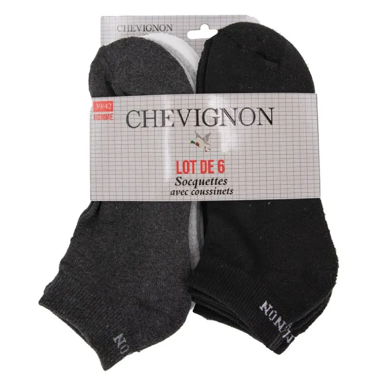 Lot de 6 socquettes en coton Taille 39-46 CHEVIGNON