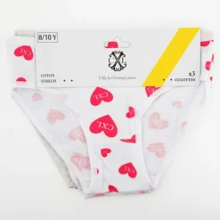Lot de culottes x 3 avec coeurs roses logo imprimé coton Fille CXL BY CHRISTIAN LACROIX