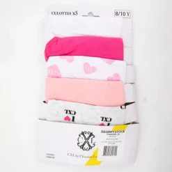 Lot de culottes x5 à coeurs rose blanc gris stretch Enfant CXL BY CHRISTIAN LACROIX