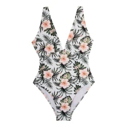 Maillot de bain 1 pièce blanc tropical Femme HAUTE PRESSION