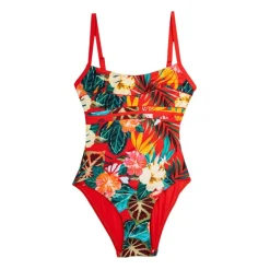 Maillot de bain 1 pièce rouge tropical Femme LAGUNE