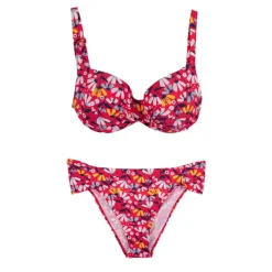 Maillot de bain 2 pièces grande taille rouge fleuri Femme HAUTE PRESSION