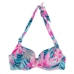 Maillot de bain 2 pièces tropical rose et bleu Femme HAUTE PRESSION