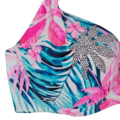 Maillot de bain 2 pièces tropical rose et bleu Femme HAUTE PRESSION