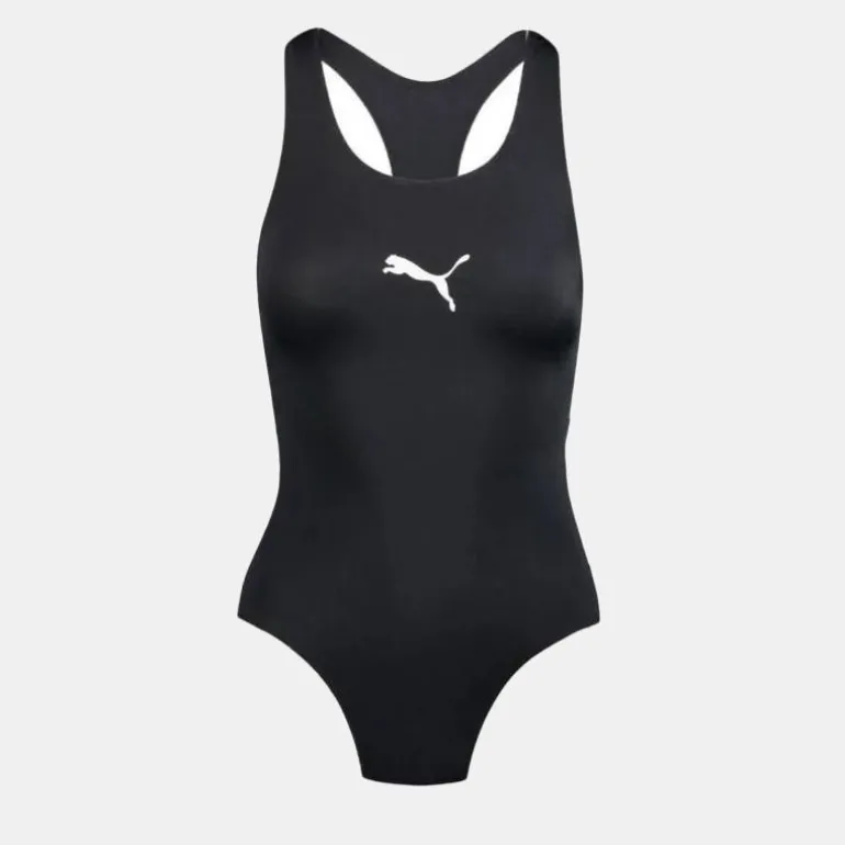 Maillot de sport noir uni logo blanc dos nu Femme PUMA
