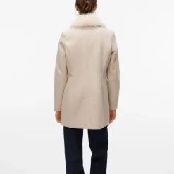 Manteau autumn oat meal col fausse fourrure Femme VERO MODA