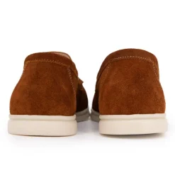 Mocassins cuir daim semelle blanche avec surpiqure blanche Homme PIERRE CARDIN