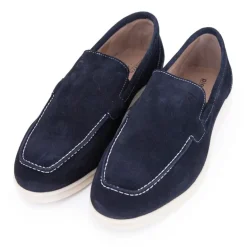 Mocassins cuir daim semelle blanche avec surpiqure blanche Homme PIERRE CARDIN