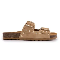 Mules à clous doubles brides en cuir Femme I AM