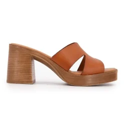 Mules à talons cuir marron Femme CARLA TORTOSA