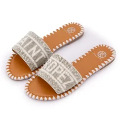 Mules avec bride à perles inscription saint tropez Femme KELARA