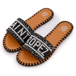 Mules avec bride à perles inscription saint tropez Femme KELARA